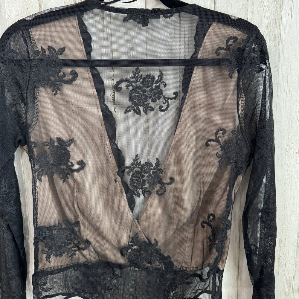 Bodysuit Large Sheer Floral Lace Sexy Whimsigoth Practical Magic Black Witchy - Picture 6 of 15